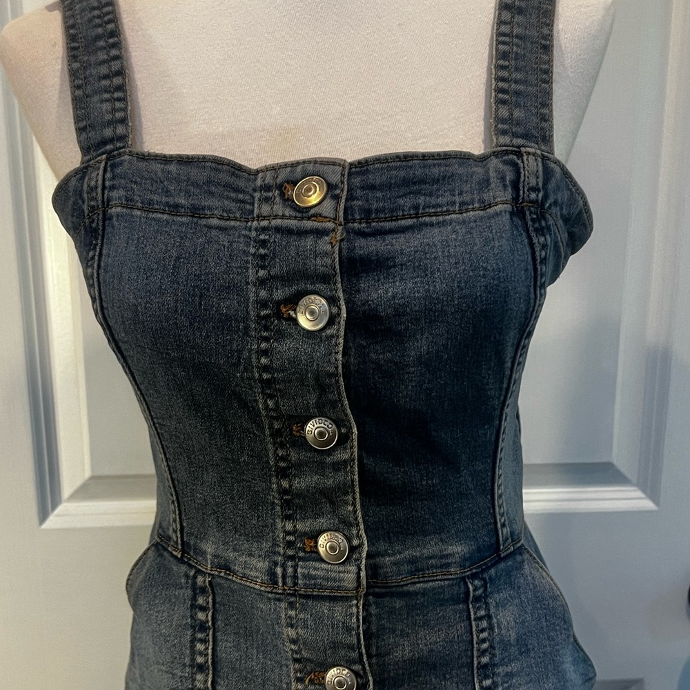 H&M Divided denim jean dress sleeveless buttons small concert wear - Picture 2 of 11